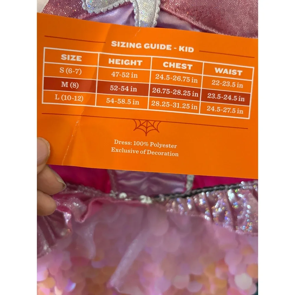 Medium Kids Pink Mermaid Costume Dress Sequined Princess Outfit Size Medium 8 - Picture 6 of 6